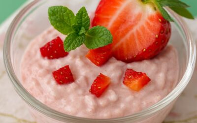 Arroz con leche y yogur de fresas